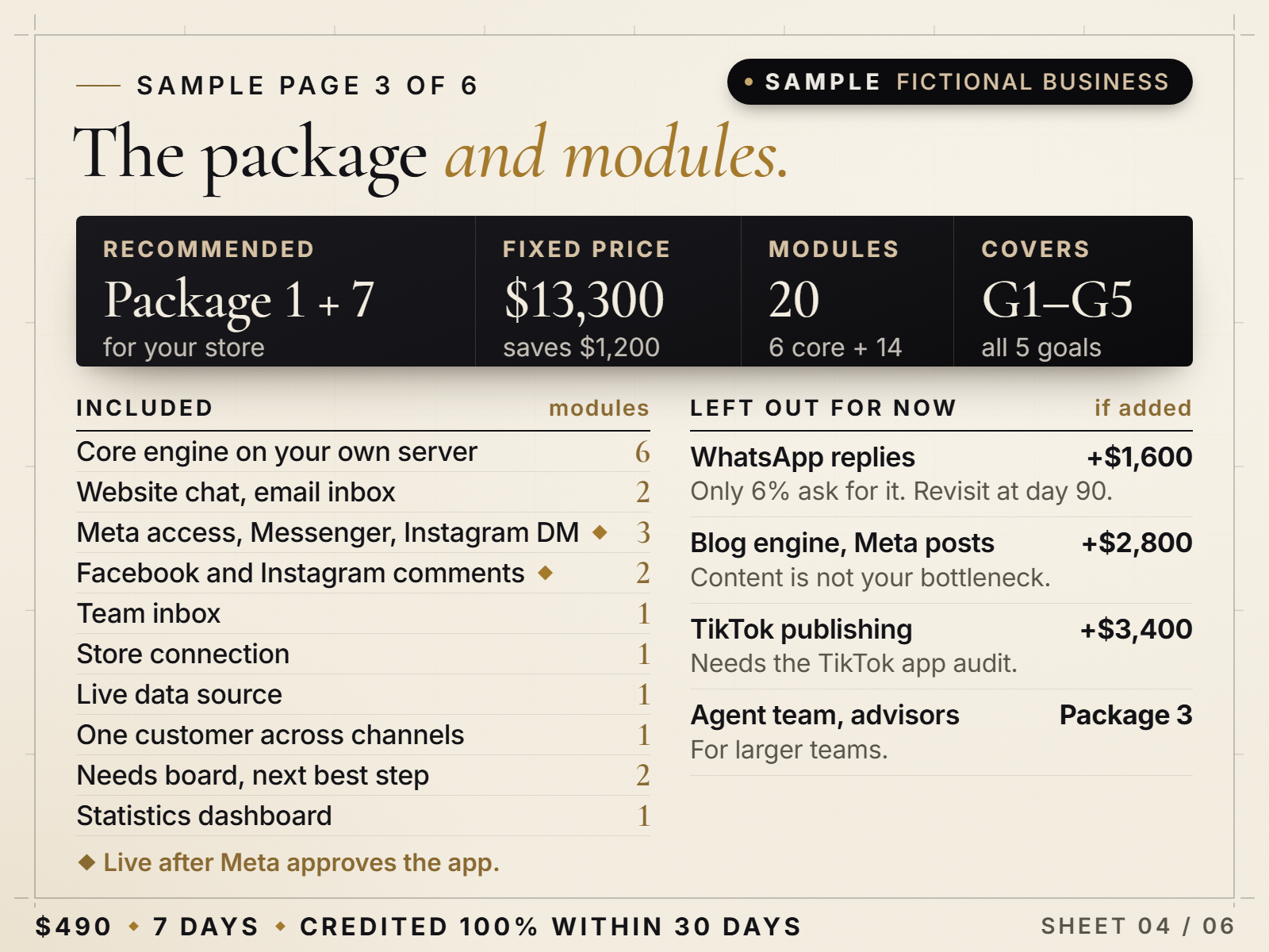 Sample page 3: recommended package and modules